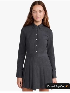 NWT Women’s Theory Wool blend pleated mini shirt dress size 10 Retail $525